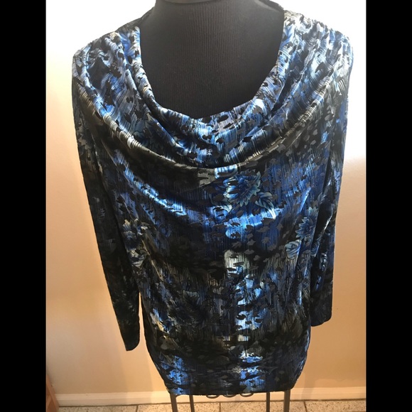 NWOT BONWORTH Blk/Blu SzL TOP - Picture 1 of 8